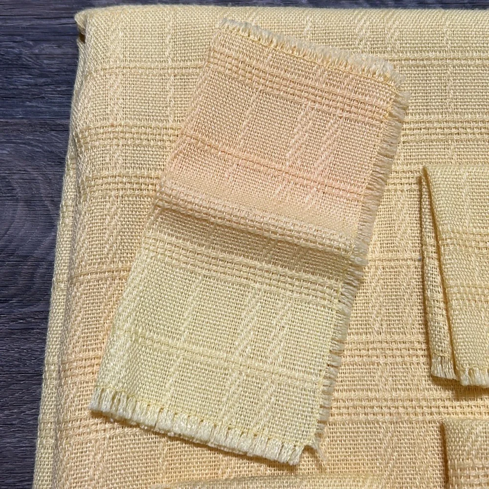 Boho Yellow Tablecloth Matching 14 Napkins Fringed Cotton Dining Decor Retro